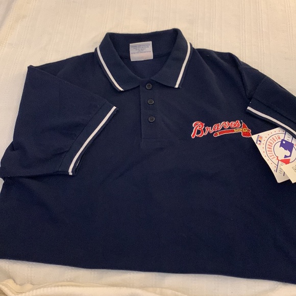 NEW Atlanta Braves Polo Numbered Embroidered Logo - Picture 1 of 3